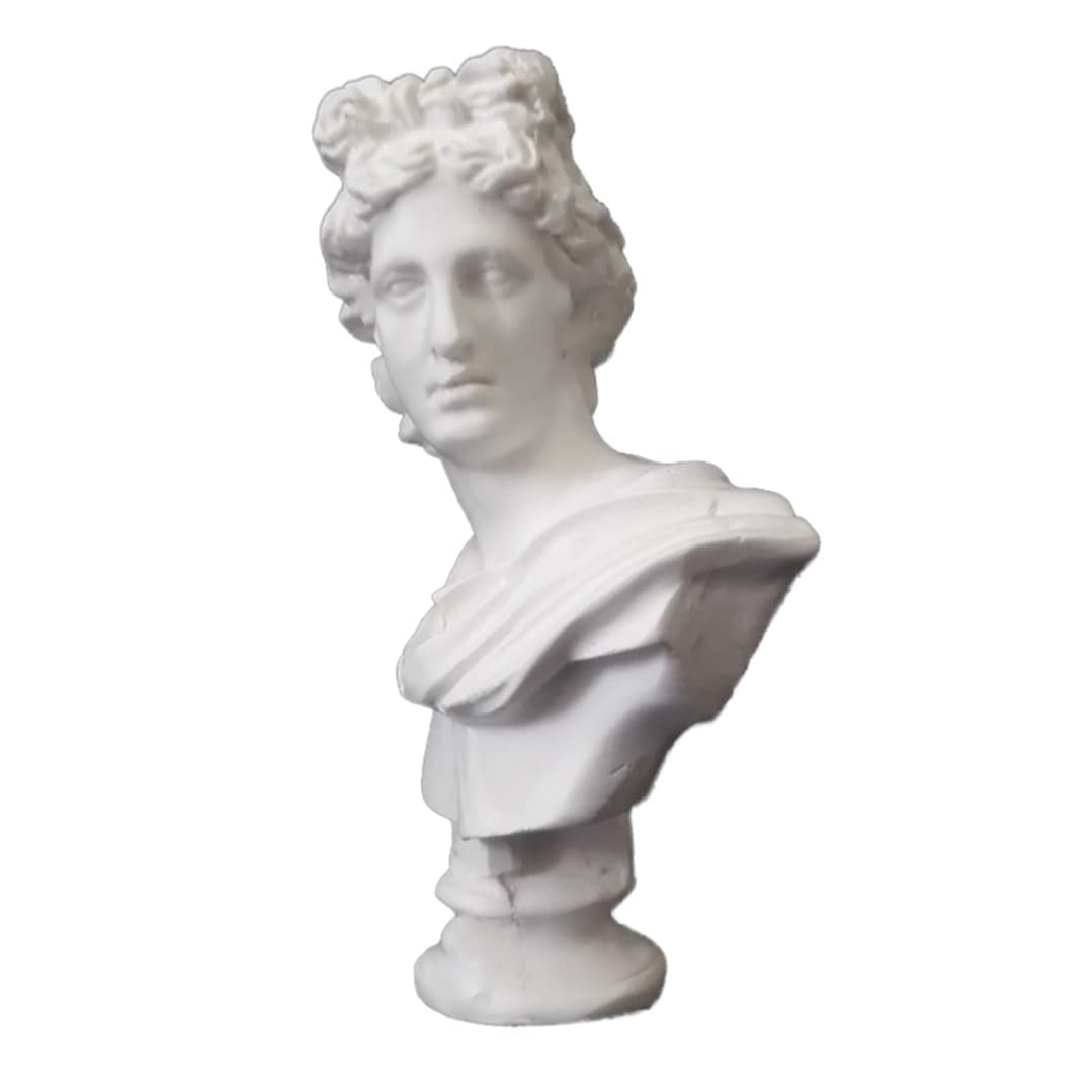 Dorccsi Classic Greek God of Sun and Poetry Head Bust Statue Roman Sculpture Figurine 2.8 Inch Colorful Greek Roman God Bust Head Statue Resin Sculptural Bust Bust of Greek