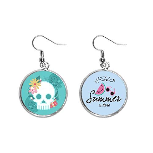 Pendientes de sandía y cráneo de México para verano y lóbulo