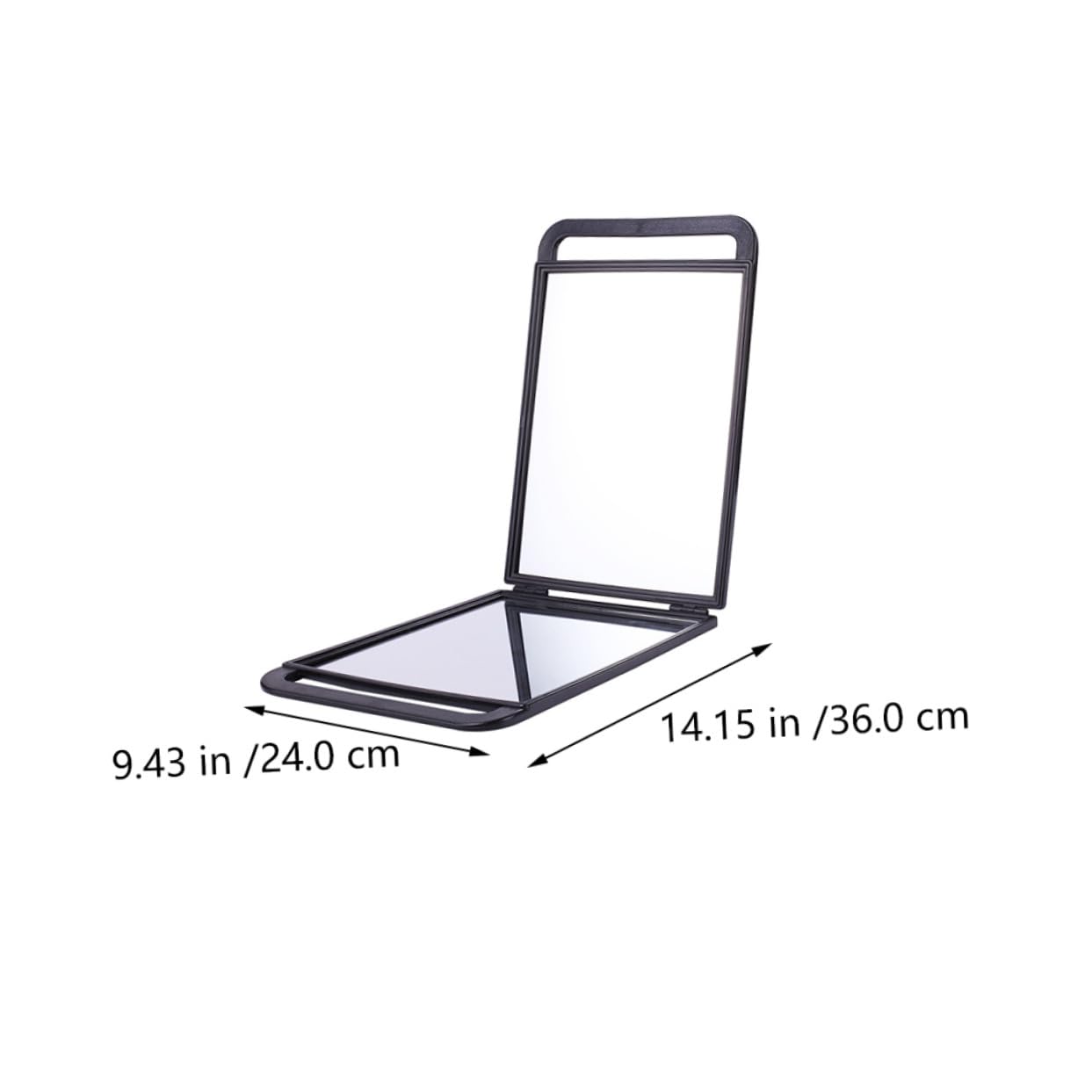 GALPADA Doppelseitiger Kosmetikspiegel in Schwarz aus Abs und Aluminium