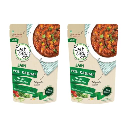 Image of Eat Easy Ready To Eat Jain Veg Kadhai, 85gm of 1 Pack, Instant Food, Indian Meal, Travel Food, No Preservatives, No Added Artificial Colours & Flavours, Just Add Water and Cook (Pack of 2)