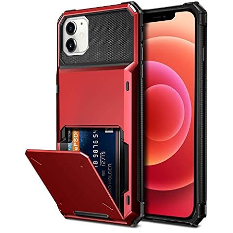 Vofolen Compatible with iPhone 12 Case 5G Wallet 4-Card Slot Credit Card Holder Flip Hidden Pocket Dual Layer Protective Back Cover Compatible with iPhone 12 5G 6.1inch Red Cover