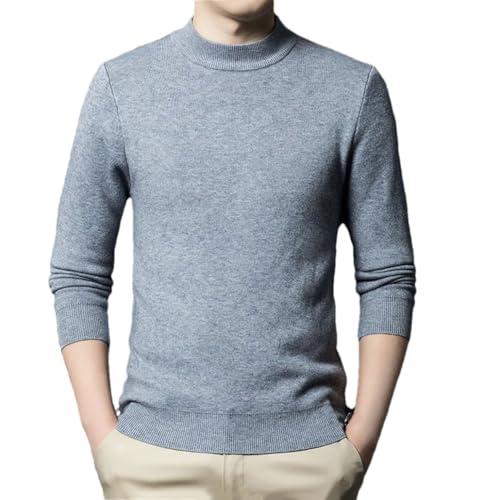 Men's Knitted Sweater Half High Collar Long Sleeved Warm Pullovers Casual Jumper Knitwear