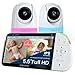 Babysense Videovigilancia Full HD con pantalla dividida con 2 cámaras, luz nocturna en 6 colores, detector de sonido y luz, batería de 20 horas, conexión segura sin necesidad de WLAN