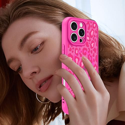 Image of KANGHAR Case for iPhone 16 Pro Max Hot Pink Leopard Printed Pattern | Cute Cheetah [Compatible with Magsafe] Protective Magnetic Case for Girls Women 6.9 inch