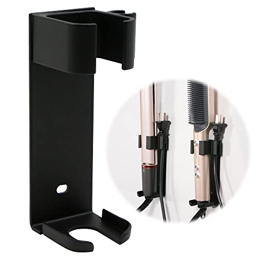 duozea Mural Lisseur Support Porte Organisateur - Stockage en Aluminium avec Range Câbles et Autocollant pour Hair Styler Hôtel Salle de Bains Toilettes Fers à Friser Bain Chambre, f, (D207)
