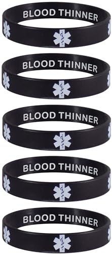Bracelet alerte médicale Blood Thinner en silicone protégeant votre intimité