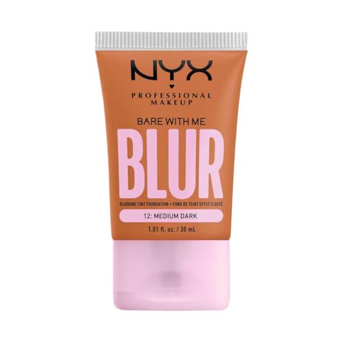 NYX Professional Makeup Bare with Me Blur Skin Tint, Base de maquillaje difuminadora, Hidratación hasta 12H, Acabado Mate, Tono: Medium Dark