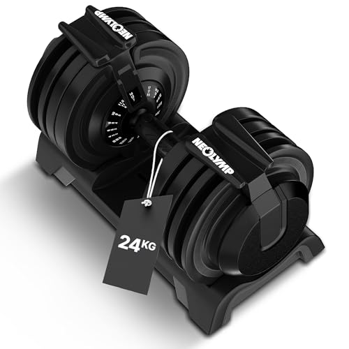 NEOLYMP Kurzhantel verstellbar (2-24 kg mit 12 Gewichtsstufen) platzsparendes Dumbbell Set - Hanteln Set verstellbar für Männer & Frauen - Gewichte Kurzhanteln