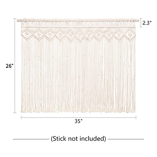 Mkono Wide Macrame Valance, 35 Inch W X 26 Inch H Short Window Treatments Panels Curtain Valance Woven Boho Wall Hanging Home Decor For Kitchen Bathroom Bedroom Living Room Apartment Dorm thumb #4