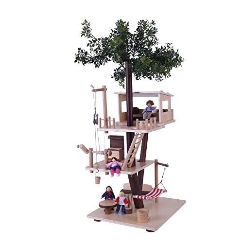 EverEarth Casa del árbol de Madera – Casa de muñecas para niños a Partir de 3 años – Casita de Juegos con Accesorios – Juguete de Madera Juegos imaginativos - EE33767