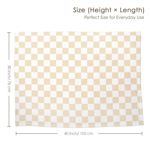 Image of Checkered Baby Blankets for Boys Girls, Soft Nursery Minky Blankets with Muslin and Dotted Fleece Back 30x40 inches, Receiving Bed Quilt for Newborn, Infants, Toddlers