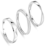 KNUIUYY Anillo Plata 925 Mujer, Anillos Abierto Ajustable Apilable, Hipoalergenicos Anillos de Compromiso, Anillo de Amistad, para Mujeres/Niñas/Hombres