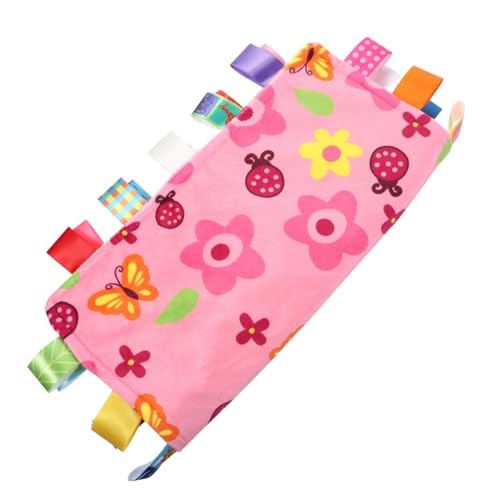 TOYANDONA Beruhigungsdecke mit Bunten Sicherheits tags Superweiche Plüschdecke für Neugeborene Sensorische Kuscheldecke zur Beruhigung und Motorischen Vielseitig Einsetzbar für Junge