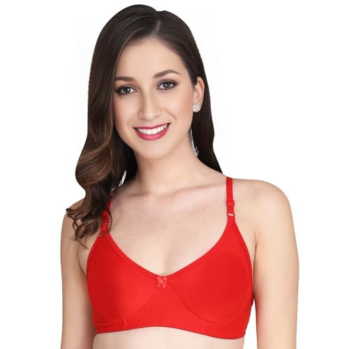 Image of Padded Everyday Bra for Women - Made of Pure Cotton Full Coverage Non Wired Seamless Pushup Soft Cup for T-Shirt Saree Dress Sports Garment for Daily Use Everyday