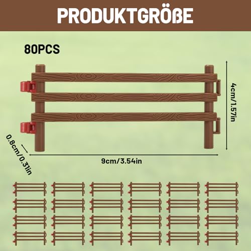 80 Stück Zaun, Zäune,Playmobil Zaun Für Pferde,Kreatives Lernspielzeug, Ideal Für Bauernhof-Szenen Und DIY-Projekte, 9 X 4 X 0,8 cm