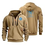 Sudadera con Capucha SS.C Na.poli, Manga Larga Pullover Top, Casual Street Style Ropa Regalo de Cumpleaños(Khaki,M)