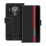UOGNADGD Lederhülle Kompatibel mit Doogee S200 Ultra Klappbares Portemonnaie-Hülle mit Magnetverschluss Ständer & Kartenfächern stoßfestem Schutz (Schwarz)