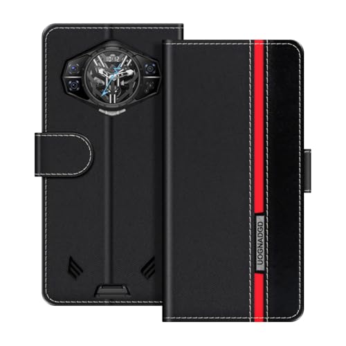 UOGNADGD Lederhülle Kompatibel mit Doogee S200 Ultra Klappbares Portemonnaie-Hülle mit Magnetverschluss Ständer & Kartenfächern stoßfestem Schutz (Schwarz)