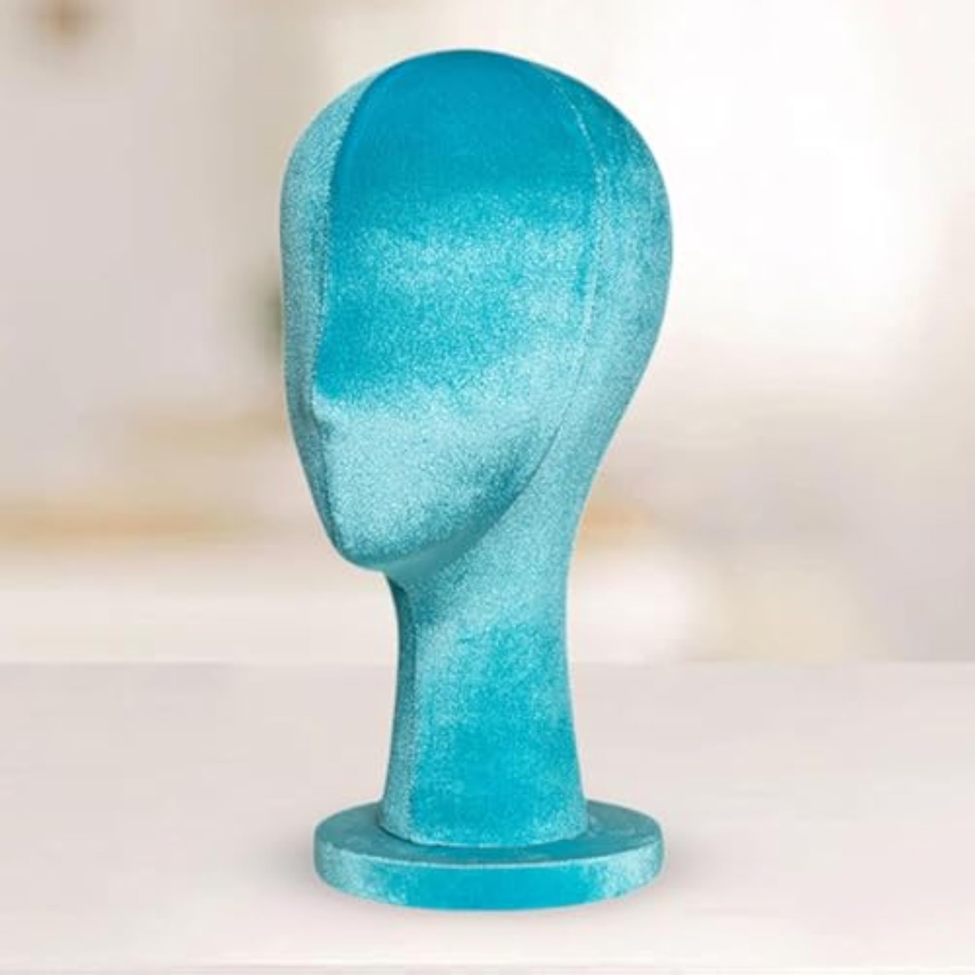 Female Head Mannequin Hat Wig Display Stand for Headset and Glasses, Blue