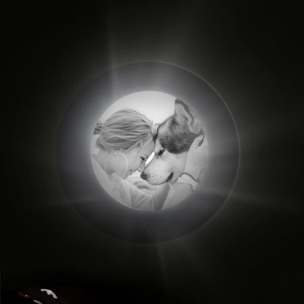 Custom Pet Necklace With Dog Bone Photo Projection Pendant 925 Sterling Silver Personalized Name and Dog Picture Necklace With Paw Print Pet Memorial Jewelry Gifts For Women Mother Wife