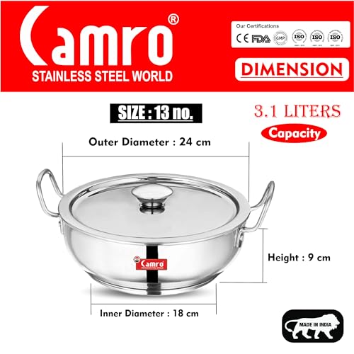 Camro-Kadhai-Induction-Bottom-Stainless-Steel-with-Lid