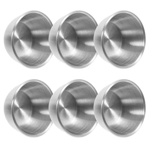 Toyvian Juego 6 Tazas de Salsa de Acero Inoxidable 304 50 Ml Diámetro 6 CM Vasos Reutilizables para Condimentos Ideales para Cocina Restaurante Barbacoas y Picnic