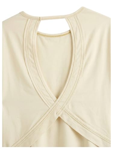 Image of RoseSeek Women's 3 Packs Open Back Tops T Shirt Criss Cross Cut Out Tee Short Sleeve Crewneck Summer Backless Tops