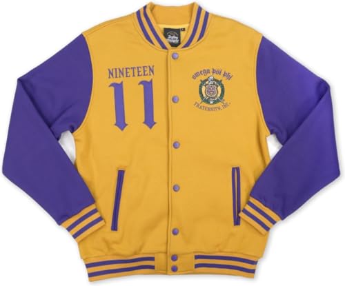 Big Boy Omega Psi/Ψ Phi Divine 9 Mens Fleece Jacket [Gold] - ID#43184-75-225-0-0