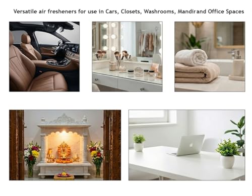 Image of Orre 60 Day Long Lasting Car Perfume, 3 Luxury Fragrance - Rose, Oud, Lemon Grass - For Car, Closet, Washroom, Office Cabin and Mandir