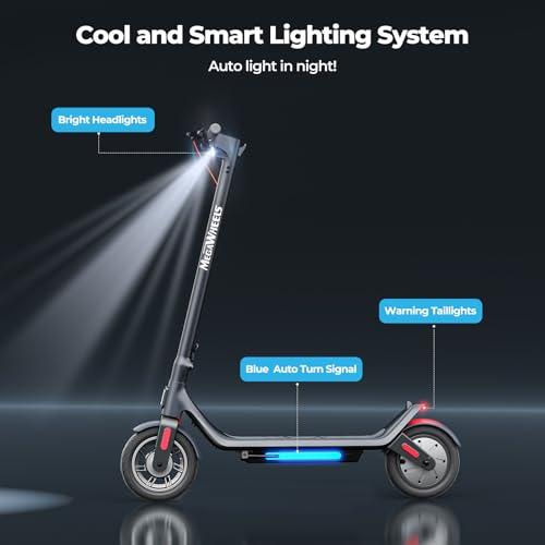 Image of MEGAWHEELS Electric Scooter,Electric Scooter Adults Teens,10in Pneumatic Tires,350 /500 /600W Motor,19 /31 Miles Range,15.5mph E Scooter with Smart APP Control for Commuting, Outdoor, Short Travel Gift