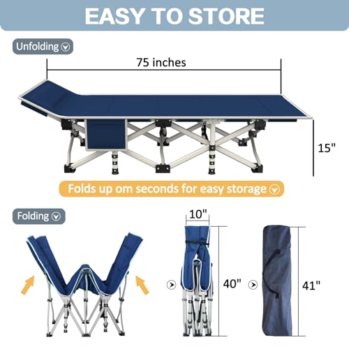 Cot-XL-Camping-Cot-with-Comfortable-Pad-Cots-for-Sleeping-Camping-Bed-Folding-Cot-450LBSMax-Load-Double-Layer-Oxford-Heavy-Duty-with-Carry-Bag-for-Home-Outdoor-Travel