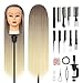 Tete a Coiffer, 28 inch 100% de Cheveux Synthétiques Têtes d'exercice Tête À Coiffer Coiffure Cosmétologie tete a coiffer professionnelle Poupée avec Support + Ensemble de Tresse (Golden)