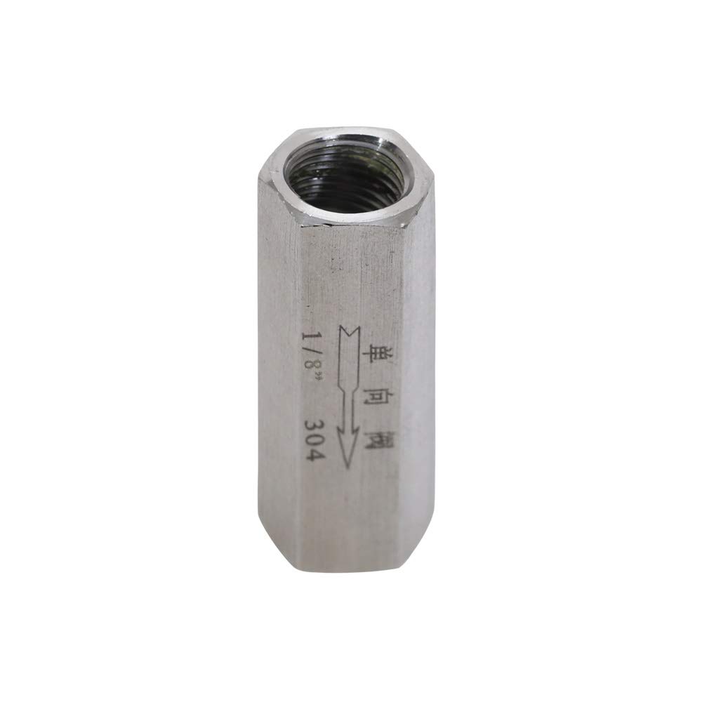Check Valves 1pcs 1/8 Inch Female Thread in-line Valve SS304 Stainless Steel One-Way Full Port Non-Return for Water Oil Gas