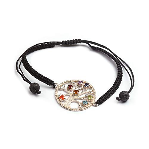 Bracelet sept chakara et argent 925 pour méditation et yoga