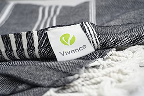 Vivence 100% Organic Cotton Turkish Beach Towel Infused With Aloe Vera 38"X72" - Oversized Beach Towels For Adults, Kids - Quick Dry, No-Shrink, Sand Free Travel Cloud Large Prewashed Turkish Towels #TOP4