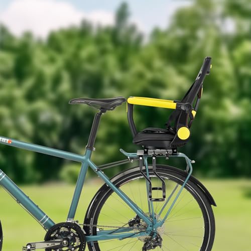 Image of 2026 Upgrade Rear Back Seat for Kids Back Mount, Rear Mounted Child Bike Seat with Backrest Armrest Foot Pedals - Width Adjustable Bicycle Rear Seat for Kids, Fits All Bicycle Rear Frames | Rear Child Bike Seat,Rear Mounted Child Bike Seats