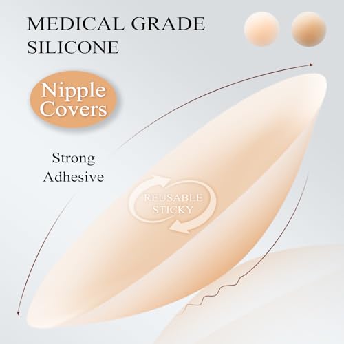 Image of Trifabricy Nipple Covers for Women, 2 Pairs Reusable Sticky Bra with Lift | 2 Pairs Value Set, Ultra-Thin Invisible Design, Strong Adhesive & Reusable, Lift & Push Up Effect, Skin-Friendly Silicone