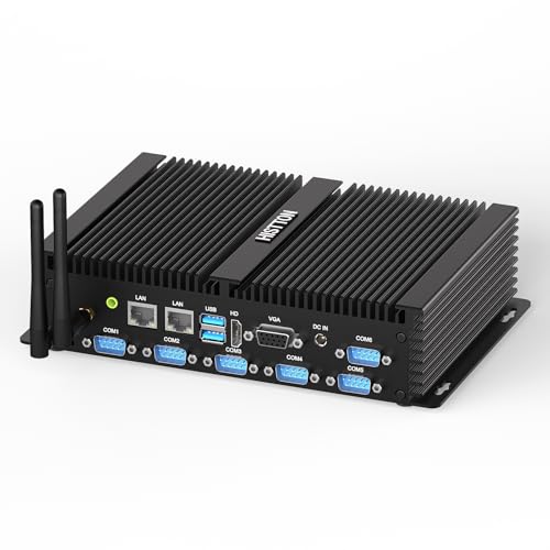 Image of HISTTON Fanless Mini PC Industrial Core i7-8550U,8GB DDR4 RAM 256GB mSATA SSD,6X RS232 COM,2X 2.5G LAN,4K Dual Display (HD+VGA),WiFi5, BT4.2,USB3.0,Mini PC Wind 11 Pro