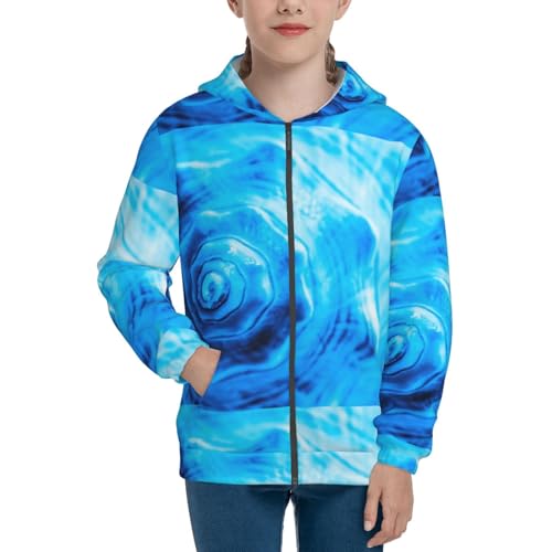 Blue Shell Kid Hoodies Boys Zip Up Sweatshirts Girls Pullover with Pocket3