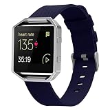Timsic Uhrenarmband für Fitbit Blaze – reine Farbe aus Segeltuch – Sportarmband – Ersatzarmband für Fitbit Blaze Smartwatch, blau, S, Riemen