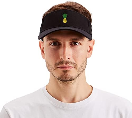 Sun Pineapple Visor Hat Classic Unisex 100% Cotton Cool Sporting Visor with Small Embroidery - Best Visor for Running, Workouts and Outdoor Activities,1 Pineapple,Large