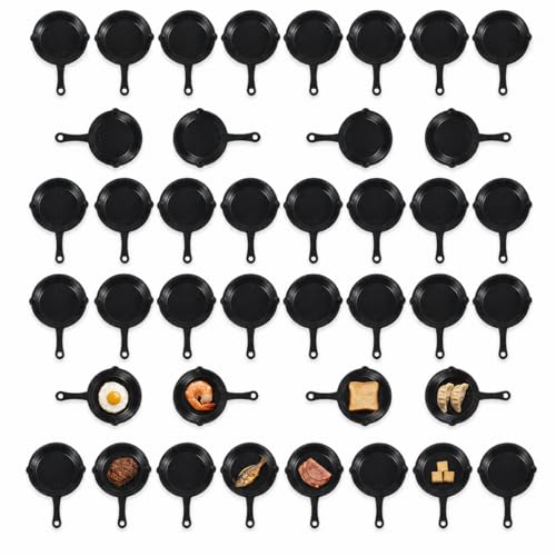 Zerodeko 40 Pcs Mini Frying Pan, Toy Frying Pan, Plastic Dollhouse Kitchen Gadgets Miniature Cooking Models for DIY Mini House Accessories and Stovetop Decor