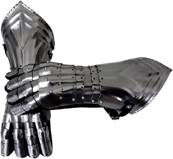 Gulvintilabcal Guantes de acero de armadura de guerrero, guantelete de metal para Halloween, adulto (estándar), Como se muestra en la imagen