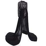 IBTOM CASTLE 2pcs Maxi-Schwangerschaftskleider für Fotoshootings Schwangere Damen Geteilte Umstandskleid Elegante Frauen Fotografie Requisiten Blumenspitze Mutterschaft Hochzeit Abendkleid Schwarz XL