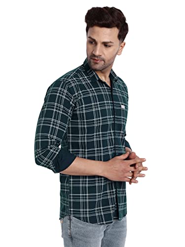 Image of Majestic Man Slim Fit Cotton Casual Check Shirt for Men