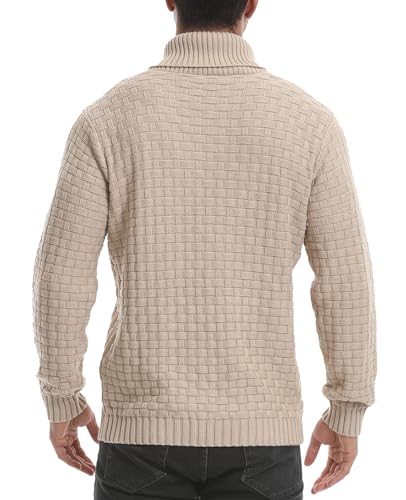 Mens Thermal Pullover Sweaters Long Sleeves Slim Fit Pure Cotton Sweaters Stand Collar Knitted Buttons Winter3