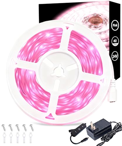 Image of 40 FT Pink Led Lights Strip Decor Rope Lights Easy DIY Princess Bedroom Cuttable Strip Lights for Baby Room Bathroom Living Room Kitchen Ceiling Wall Vanity Mirror Decoration