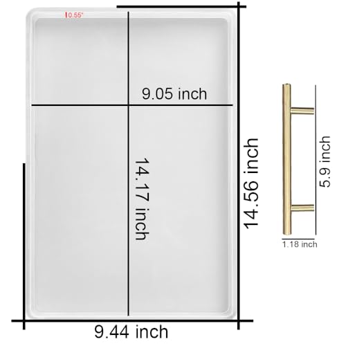 RESINWORLD 14\" x 9\" x 0.5\" XL Large Rectangle Mold, Deep Serving Tray Mold with Handles, Wedding Flower Mold for Resin