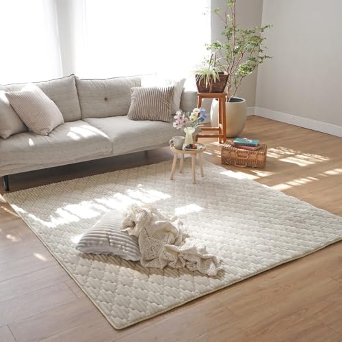 ERARE ���O ���O�}�b�g �J�[�y�b�g �􂦂� �H �~ �L���g ���� 190×190cm 2�� ������� �t�����l�� �X�g���C�v �z���C�g�A�b�V�� �k�� �؍� �I�[���V�[�Y�� ����~�� �G���[�� ER-007