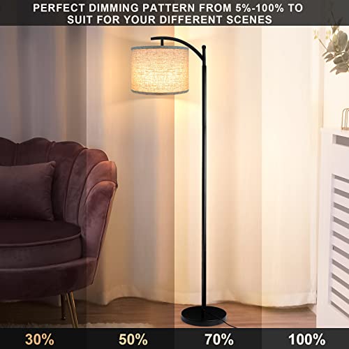 Floor Lamp for Living Room, 4 Color Temperature LED Floor Lamp with Remote Control & Foot Switch, LED Bulb Included, Modern Standing Lamp for Bedroom, Study Room, Office - Black